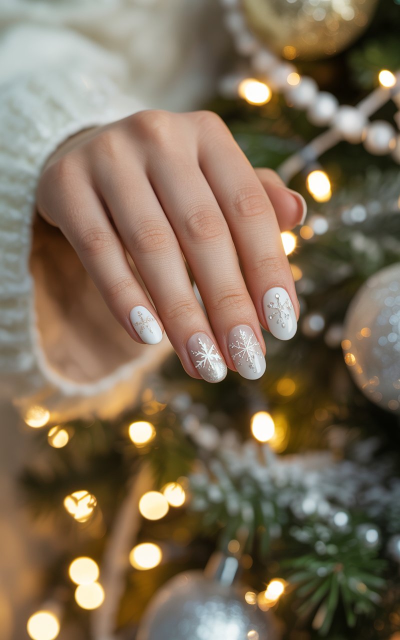 Unghie con fiocchi di neve